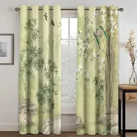 Household supplies MH Kinesisk troditionell kultur Fågel Blomma Fönster Gardiner i Barn Sovrum Vardagsrum Hall Behandlingar Köksinredning Draperier Persienner W75xH166(CM)x2pcs&Rod Pocket