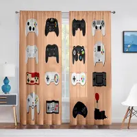 Yiran Furniture Pojkar Spel Genomskinlig Voilegardin Tonåringar Spelkonsol Videospel Kontroll Fönster Tyllgardiner för Vardagsrum Sovrum Dekorationer 100W130H(CM)40x51in&Grommet Top beige