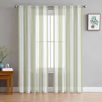 Household supplies MH Randiga Salviagrön Geometriska Skira Gardiner för Vardagsrumsdekoration Fönstergardiner för Kök Tyll Voile Organza Gardiner W135 x H115cm x1 white