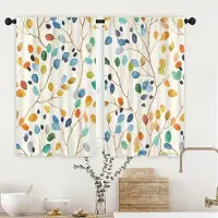 Household supplies MH 2 st Färgstarka Löv Akvarell Köksgardiner Våder Fönsterbehandling Dekor för Vardagsrum Sovrum Kök Hemdekoration 70x150cm(27.5x59inch beige