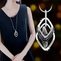 YIRAN Jewelry Långa Halsband &Hängen för Kvinnor Maxi Collier Femme Geometrisk Kedja Mode Halsband Statement Halsband Tillbehör Smycken