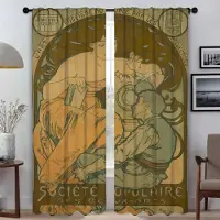Household supplies MH Alphonse Mucha Heminredning Gardiner för Vardagsrum Gardiner Rullgardiner Skärm Tyll för Sovrum Halloween Dekoration W50xH70cmx2pcs-CL