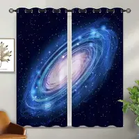 Household supplies MH Galaxy Halvmörkläggningsgardiner för Flickor Pojkar Barn Heminredning Galaktiskt Universum Psykedeliskt Vintergatan Öljetter Termiskt Isolerade 100W130H(CM)40x51in&Grommet Top