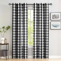 Household supplies MH 2 st klassiska rutiga öljettgardiner med halv mörkläggning, lämpliga för vardagsrum, sovrum, matsalar 101x241cm&Grommet Top