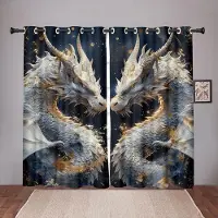 Household supplies MH 2 st 3D Magisk Elddrake Duellgardiner Stjärnklar Himmel Digitaltryck Pojkrum Vardagsrum Spelrum Inredning Gardiner 50W130H(CM)X2PCS&Hook