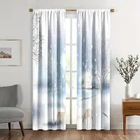 Household supplies MH 2 st Vinter Älg Gardin, Jul Älg Skog Ren Snö Snöflinga Draperier, Vinter Bondgård Jakt Tyg Fönsterdekorationer 150x166cm