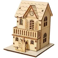 Household supplies MH Lysande timmerstuga prydnad Led glödande trähus Gör-det-själv glöd miniatyr hantverk bordsdekoration julklappar fönsterprydnader