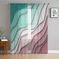 Household supplies MH Grön Gradient Mörkröd Modern Geometrisk Skira Gardiner för Vardagsrumsdekoration Fönstergardiner Kök Tyll Voile Gardiner W135 x H185cm x1