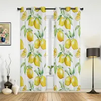 Household supplies MH Akvarell Citron Frukt Vit Gul Gardiner för Sovrum Vardagsrum Draperier Kök Barnrum Fönstergardin Modern Heminredning 135W x 60H(cm) x1 yellow
