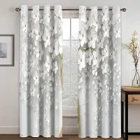 Household supplies MH 2 Paneler Europeiska Enkla Stil Gardiner Fräscha Eleganta Varma Blommor Gardiner Vardagsrum Sovrum Kök Dekor 50W130H(CM)X2PCS&Grommet Top