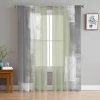 Household supplies MH Salviagrön Oljemålning Textur Skira Gardiner för Vardagsrumsdekoration Fönstergardiner Kök Tyll Voile Organza Gardiner W135 x H115cm x1