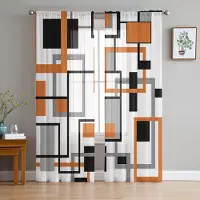 Household supplies MH Nordiska Retro Medeltida Geometriska Abstrakta Orange Skira Gardiner för Vardagsrum Fönstergardiner Kök Tyll Voile Gardiner W135 x H115cm x1