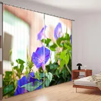Household supplies MH Blommig Gardiner för Sovrum Vardagsrum Fönstergardin Blockera Solsken Mörkläggning Hög Skuggning Hemdekoration 3D Lila Blå Ny 100W130H(CM)40x51in&Grommet Top