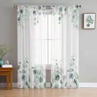 Household supplies MH Ins-stil Eukalyptusblad Genomskinliga Gardiner för Vardagsrumsdekoration Fönstergardiner för Kök Tyll Voile Organza Gardiner W135 x H185cm x1