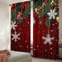 Household supplies MH 2 stycken röda julmönstrade fönstergardiner för vardagsrummet, festliga julkulor gardiner för din heminredning 2x67W185H(CM)53x73in&Hook