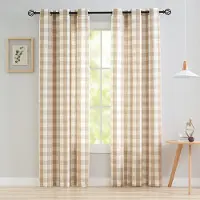 Household supplies MH 2 st klassiska rutiga öljettgardiner med halv mörkläggning, lämpliga för vardagsrum, sovrum, matsalar 101x241cm&Grommet Top