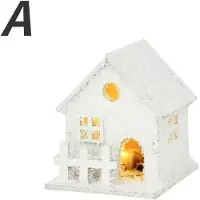 Household supplies MH Julgransprydnad Jul LED-ljus Trähus med Snöflinga Lysande Stuga Juldekorationer