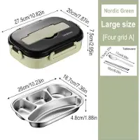 Household supplies MH 4 Fack Bärbar Isolerad Matlåda 304 Rostfritt Stål Kontorsarbetare Läckagesäker Avdelad Matlåda Stor Kapacitet Bento Förseglad 4&1300ml