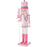 Household supplies MH Nötknäpparsoldat Jul Bordsnötknäppare Figurer Rosa Godis Leksak Dekorationer Jul Trähantverk Flickbarn Krans white