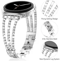 Chose One Modernt kedjearmband för Samsung Galaxy Watch 8 - Kristalldesign, 2025-årsutgåva 20MM (Samsung Watch 4/5/6/7) silver