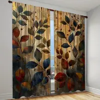 Household supplies MH 2 stycken moderna konstnärliga gardiner med handmålade lövmönster för flera rumstyper Maskintvättbara Kanal för gardinstång 100W160H(CM)40x63in&Grommet Top