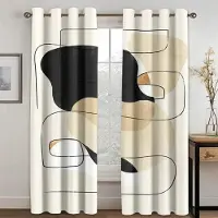 Household supplies MH Abstrakt Geometrisk Konst Modern Bohemisk Estetik Elegans Draperier Fönstergardiner för Vardagsrum Sovrum Kök 2 Delar Dekor W50xH160(CM)x2pcs&Rod Pocket