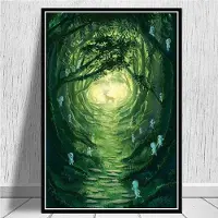 Aidegou5 Japan Anime Princess Mononoke Canvas Målning Affischer och tryck Väggkonstbilder för vardagsrum Cuadros Heminredning Ingen ram 60*90cm