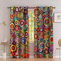 Yiran Furniture 2-delade Boho Livfull Färg Chic Geometriska Gardiner Ljusfiltrerande för Vardagsrum Sovrum Kök Stilfull Estetisk Gardin W60H60(CM)x2pcs&HOOK blue