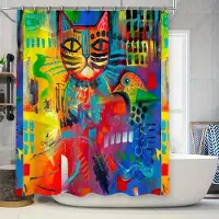Home&kitchen Accessories Abstrakt Konst Duschdraperi Modern Badrumsinredning Tvättbart Tyg Vattentätt Foder Vintage Kust Hemtextil 180x180cm