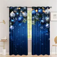 Household supplies MH 2 st Set av Jultomten Julgardiner-Digitaltryck, Kanalficka Design, Polyester - Perfekt För Vardagsrum, Kök, Sovrum W70X185H(cm)x2Pcs&Hook