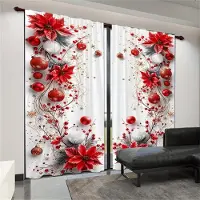 Household supplies MH 2 st Set av Jultomten Julgardiner-Digitaltryck, Kanalficka Design, Polyester - Perfekt För Vardagsrum, Kök, Sovrum W60X150H(cm)x2Pcs&Grommet Top