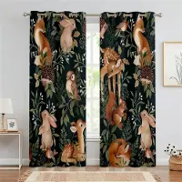 Household supplies MH Tecknade Djungeldjur Barn Gardiner Safari Zoo Tryck Fönster Draperier 2 Paneler Barnkammare Sovrum Barnrum Heminredning 50W60H(CM)X2PCS&Rod Pocket