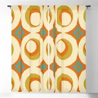 Yiran Furniture Orange Mid-Century Modern Cirkel Mörkläggningsgardiner 3D-tryck Fönstergardiner för Sovrum Vardagsrumsinredning Fönsterbeklädnader 100W130H(CM)40x51in&Hook