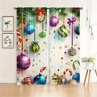 Household supplies MH 2 st Set av Jultomten Julgardiner-Digitaltryck, Kanalficka Design, Polyester - Perfekt För Vardagsrum, Kök, Sovrum W50X160H(cm)x2Pcs&Hook