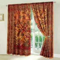 Yiran Furniture 2 st Boho Blommiga Gardiner Vintage Bohemiskt Blommönstrade Fönsterdraperier För Sovrum Vardagsrum Stångficka Fönsterdekorationer 2x75W166H(CM)&Grommet Top
