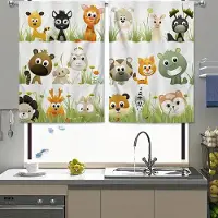 Household supplies MH 2 st Tecknad Djur Räv Lejon Giraff Djungeltryck Gardin För Sovrum Kontor Kök Persienner Vardagsrum Golvfönster Heminredning 100W130H(CM)40x51in&Grommet Top