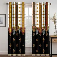 Yiran Furniture Europeiska Amerikanska Etiopiska Stil Skuggardiner 2 Paneler Lyx Vardagsrum Sovrum Heminredning Gardiner 100W130H(CM)40x51in&Grommet Top