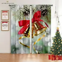 Yiran Furniture Söt tecknad Jultomte Tryckt Gardiner, Stångficka, Sovrum, Vardagsrum, Matsal, Juldekoration, 2-pack W50X130H(CM)X2PCS&Rod pocket