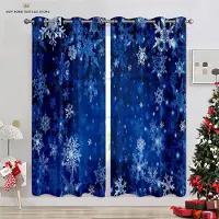 Yiran Furniture Julgransljusgardiner, Snögubbe, Snöflingor, 3D-tryckta, Juldekoration, Kan anpassas, 2 st W50X130H(CM)X2PCS&Rod pocket
