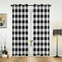 Yiran Furniture Marinblå Rutig Idyllisk Stil Rutiga Gardiner för Sovrum Vardagsrum Draperier Kök Barnrum Fönstergardin Heminredning 135W x 137H(cm) x1