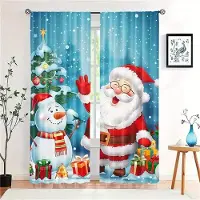 Household supplies MH 2 st Set av Jultomten Julgardiner-Digitaltryck, Kanalficka Design, Polyester - Perfekt För Vardagsrum, Kök, Sovrum W85X200H(cm)x2Pcs&Hook