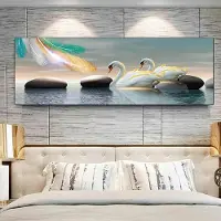 Aidegou12 Modern svanhjärta Svanar älskar dukmålning Djurväggkonstaffischer och tryck för vardagsrummets heminredning utan ram 50*100cm