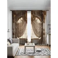 Yiran Furniture 2 st Digitaltryckta Gardiner Med Modern Retro Högkvalitativ Polyesterfiber, Hushållsdekor Stångtopp Draperier För Alla Säsonger W50 X H160(CM)X2&Grommet Top