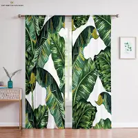 Yiran Furniture 2 Delar Guldblad Tropisk Vegetation 3 Tryckta Gardiner Maskintvättbara Sovrum Vardagsrum Kök Dekorativa Gardiner W50X130H(CM)X2PCS&Rod pocket