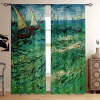 Yiran Furniture Klassisk Oljemålning 3D-Tryck Gardin Studierum Studio Vardagsrum Sovrum Dekorativ Gardin Polyesterfiber 2 Delar W50xH160(CM)x2PCS&Rod pocket