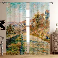 Yiran Furniture Klassisk Oljemålning 3D-Tryck Gardin Studierum Studio Vardagsrum Sovrum Dekorativ Gardin Polyesterfiber 2 Delar W91.5xH160(CM)x2PCS&Rod pocket