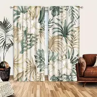 Yiran Furniture Moderna minimalistiska gardiner med regnskog grönt bladtryck, 2 paneler, Vardagsrum, Sovrum, Balkong, Kök Dekorativa gardiner W50X130H(CM)X2PCS&Rod pocket