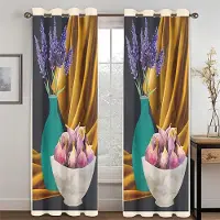 Yiran Furniture 3D Abstrakt Geometrisk Design Konst Grön Fruktmönster Gardiner Modern Enkel Stil Hem Vardagsrum Sovrum Fönsterdekoration 50W130H(CM)x2&Grommet Top