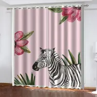 Yiran Furniture Rosa Rose Blomma Blommor Djur Fönster Gardiner i Barnens sovrum Vardagsrum Hall Behandlingar Köksinredning Draperier Persienner 2st W50 X H130(CM)X2&Grommet Top