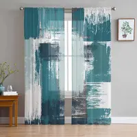 Household supplies MH Geometrisk Abstrakt Oljemålning Skira Gardiner för Vardagsrumsdekoration Fönstergardiner Kök Tyll Voile Organza Gardiner W135 x H115cm x1